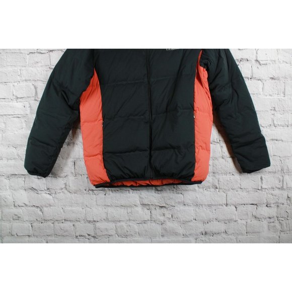 LL Bean Black Orange Polyester Outer Shell Down Hooded Puffer Jacket L - Picture 2 of 10